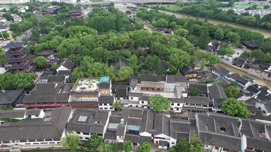 江苏苏州寒山寺历史文化建筑航拍 视频