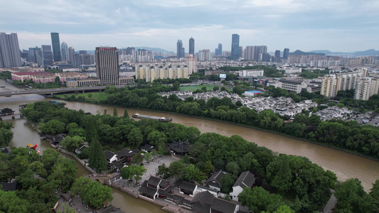 江苏苏州寒山寺历史文化建筑航拍 视频