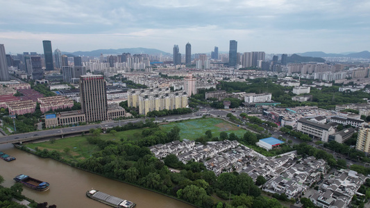 江苏苏州寒山寺历史文化建筑航拍 视频