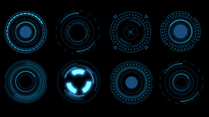 4k炫酷蓝色HUD科技元素展示72秒视频