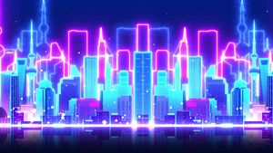 4K霓虹城市唯美夜晚城市背景视频40秒视频