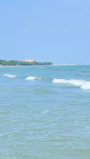 实拍升格海边沙滩浪花自然风光唯美风景47秒视频