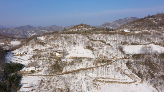 秦岭山区雪景航拍视频