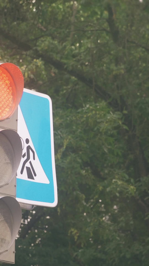城市生活空镜头闪烁的红绿灯标识交通指示灯12秒视频
