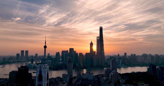 上海陆家嘴城市风光4K航拍视频