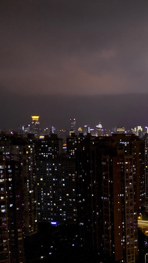 魔都城市交通夜景航拍上海地标建筑30秒视频