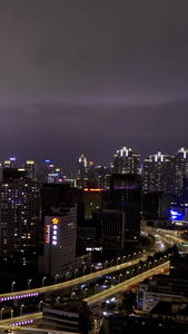 魔都城市交通夜景航拍中国上海视频