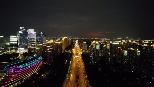 航拍江苏苏州城市夜景地标建筑夜景视频