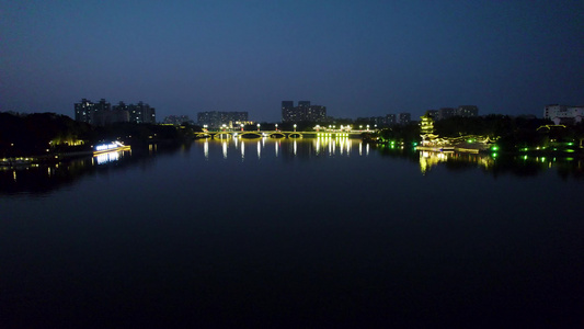 泰州市凤城河-夜景航拍视频
