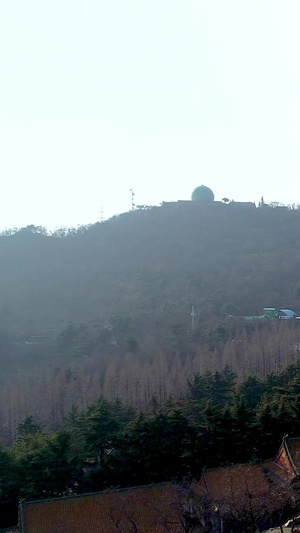 航拍青岛湛山寺人间佛寺城市景象古典建筑与现代建筑40秒视频