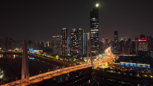 湖北武汉汉江月湖桥快速路夜景综合视频