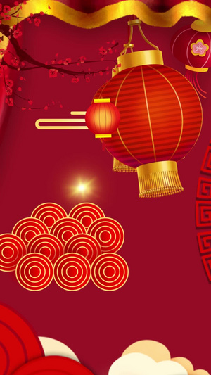 动态红色喜庆春节循环背景视频30秒视频