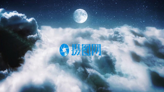 蓝色梦幻云层月亮LOGO展示会声会影X10模板视频