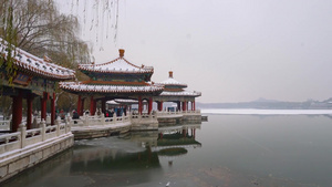 北京北海公园五龙亭的自然风光19秒视频