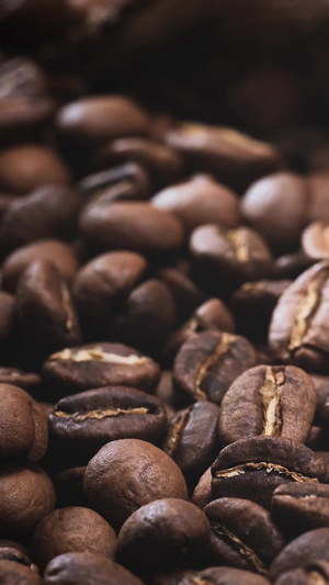 咖啡豆在光影流动下的质感表现光影下的咖啡5秒视频