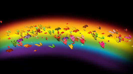 彩虹桥蝴蝶飞舞动画元素带透明度通道视频