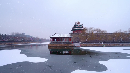 北京故宫角楼的自然风光视频