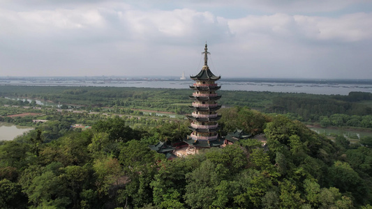 航拍江苏镇江焦山风景区5A景区 视频