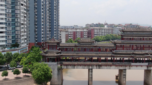 航拍贵州侗族苗族风雨桥特色建筑视频