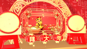 三维展示2022虎年春节祝福片头模板45秒视频