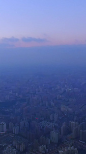 清晨上海城市天际线上海航拍视频