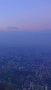 清晨上海城市天际线上海航拍视频
