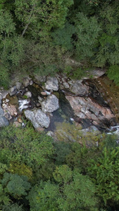 航拍5A安徽天堂寨风景区白马大峡谷溪水视频休闲度假视频