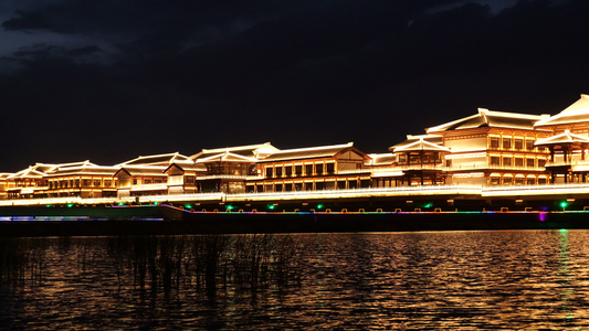 夜晚酒泉北大河风情线视频