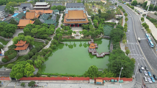 航拍湖南长沙古开福寺 视频