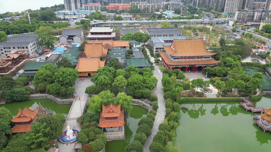 航拍湖南长沙古开福寺 视频