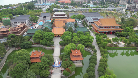 航拍湖南长沙古开福寺 视频