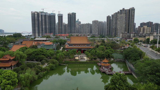 航拍湖南长沙古开福寺 视频