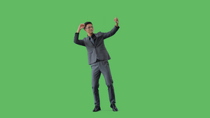 4k绿幕合成抠像商务人士跳舞18秒视频