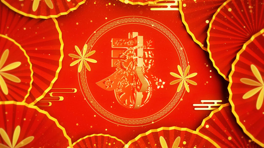 4K红色喜庆春字春节背景视频视频