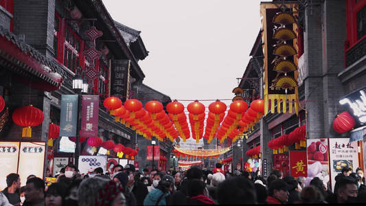 中国传统节日元宵节红灯笼天津古文化街庙会集市旅游景点网红打卡地传统文化喜庆吉祥热闹节日春节新春国潮视频