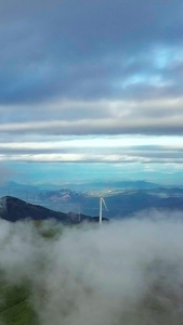 风力发电航拍大好河山云山云海日升日落视频