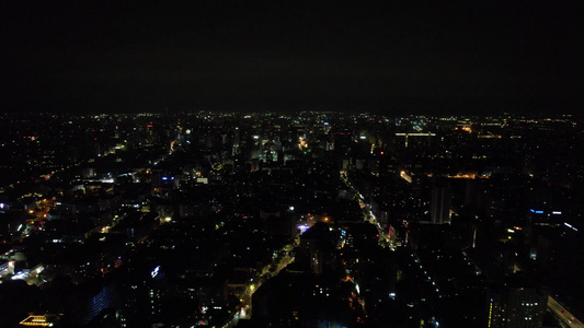 高空俯瞰城市夜景交通航拍视频