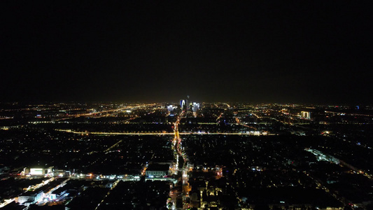 高空俯瞰城市夜景交通航拍视频