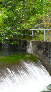 自然环境中人工瀑布水渠蓄水合集含声音视频