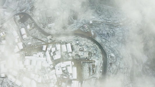 金华浦江仙华山登高村雪景云海航拍视频