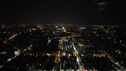 湖南长沙城市夜景交通航拍 视频