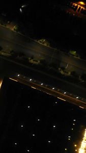 航拍南宁城市夜景道路视频