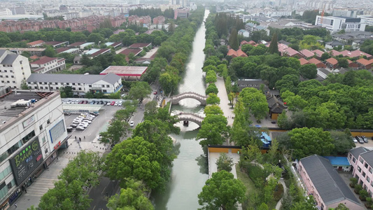 江苏苏州城市风光江南水乡航拍视频