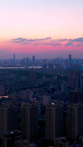 晚霞下的武汉武昌城区市中心视频