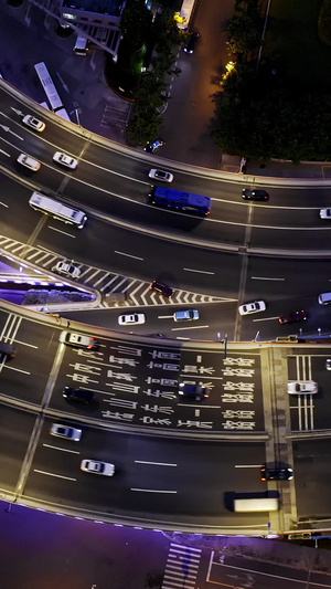 上海城市晚高峰立交桥航拍航拍延时13秒视频