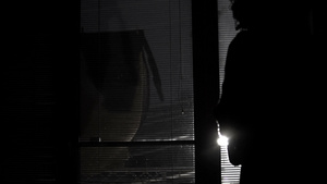 晚上站在窗边看户外的女人用枪27秒视频
