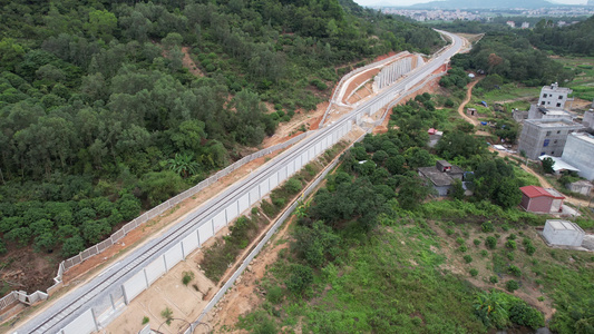 山间铁路航拍视频