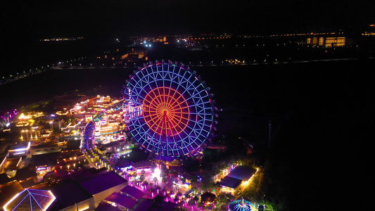 三亚海棠湾城市滨海夜景航拍视频