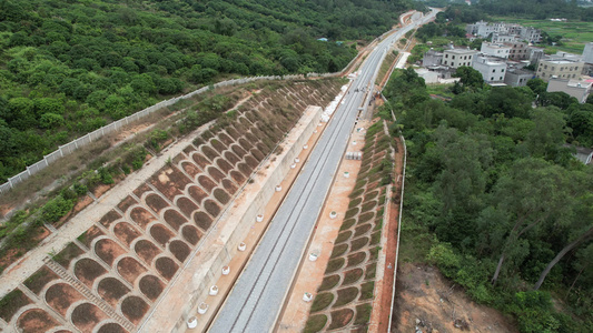 山间铁路航拍视频