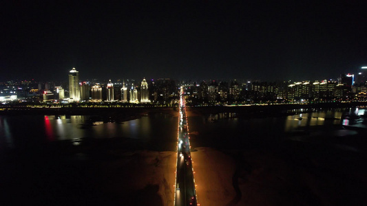 江西南昌城市夜景航拍视频